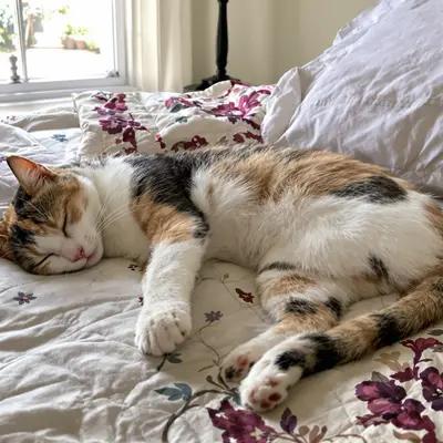 Peaceful Calico Tabby Cat Napping