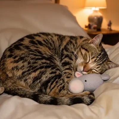 Cozy Spotted Tabby Cat Napping