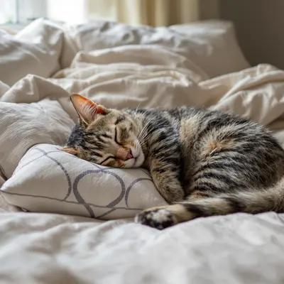 Peaceful Mackerel Tabby Cat Napping