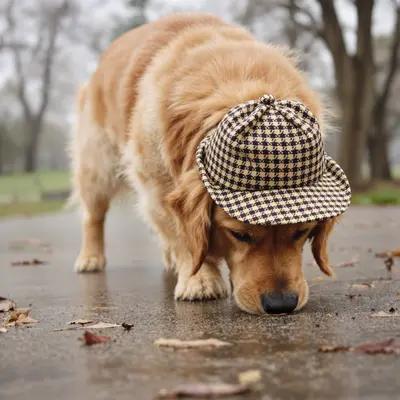 Curious Golden Retriever Detective in Park