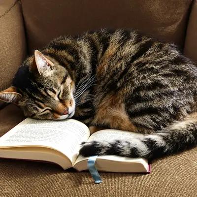 Sleeping Tabby on a Cozy Reading Chair