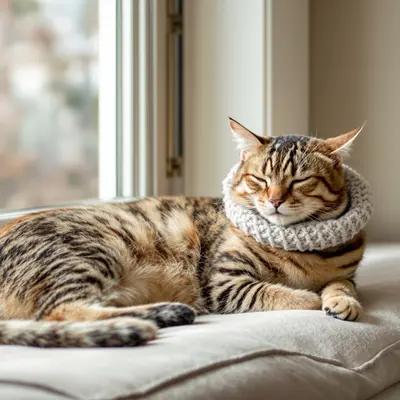 Cozy Bengal Cat Napping in Sunlight