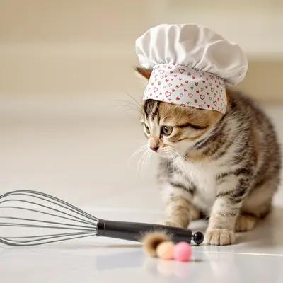 Adorable Kitten in Chef Hat
