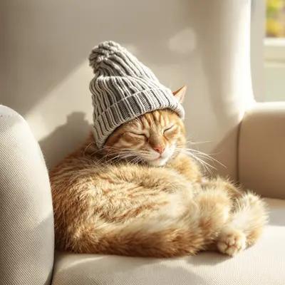 Cozy Cat Napping in Sunlight