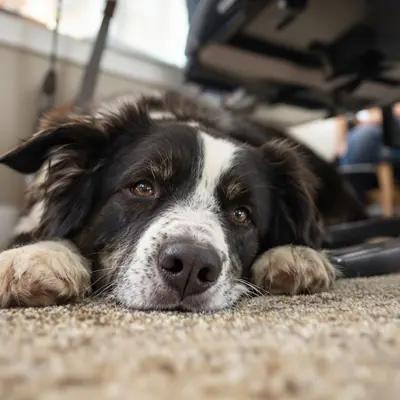 Calm Border Collie Resting by Desk