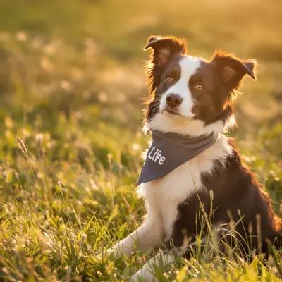 Attentive Border Collie in Golden Hour Meadow