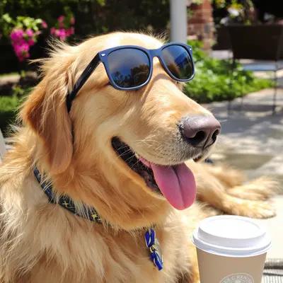 Cool Golden Retriever Enjoying Sunny Patio