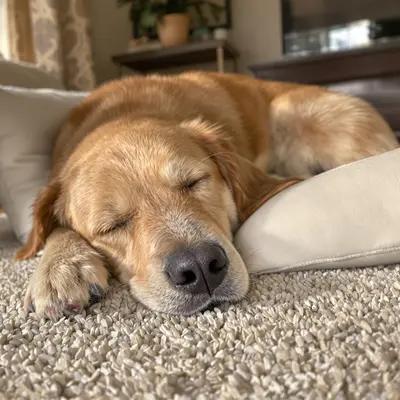 Peaceful Golden Retriever Napping in Sunlight