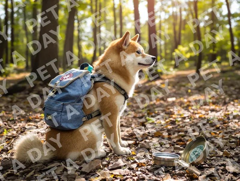 Shiba Inu Forest Adventure with Compass