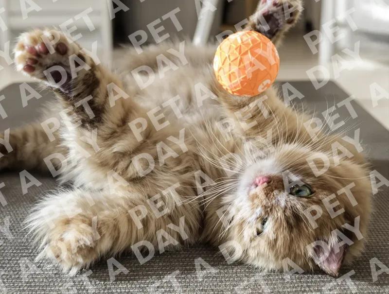 Playful Scottish Fold Cat with Orange Toy
