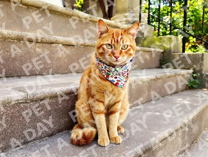 Charming Marmalade Cat on Stone Steps