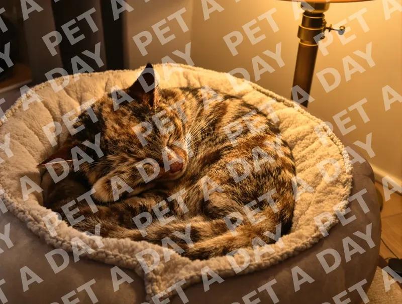 Cozy Tortie Tabby Cat Deeply Sleeping