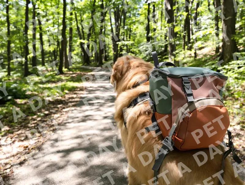 Golden Retriever Hiking Adventure in the Forest