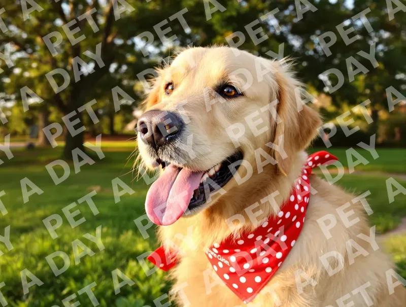 Happy Golden Retriever in Golden Hour Park