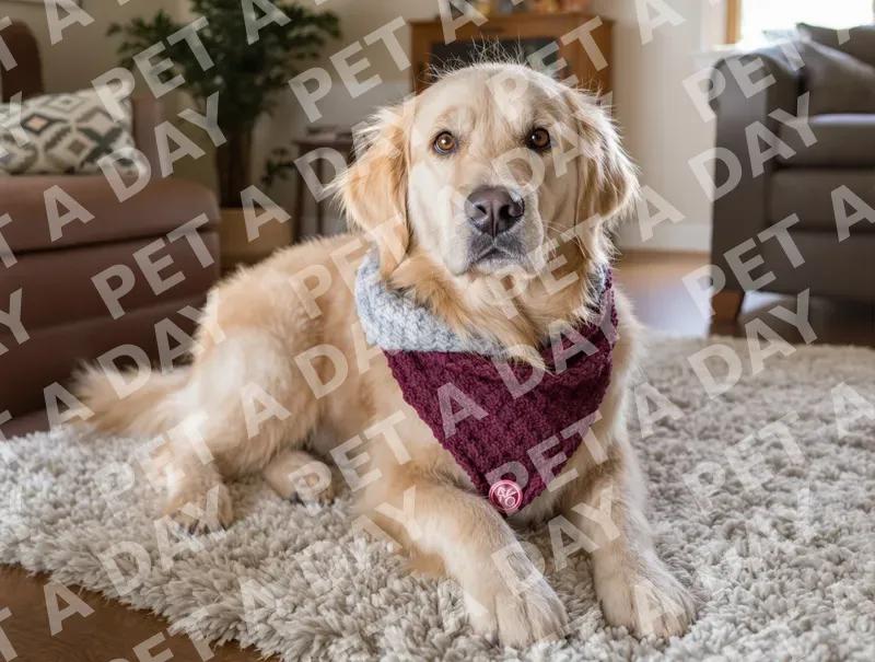 Cozy Golden Retriever in Knitted Scarf