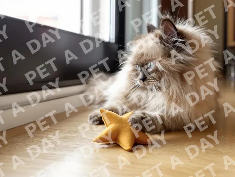 Curious Himalayan Cat's Playtime by Window