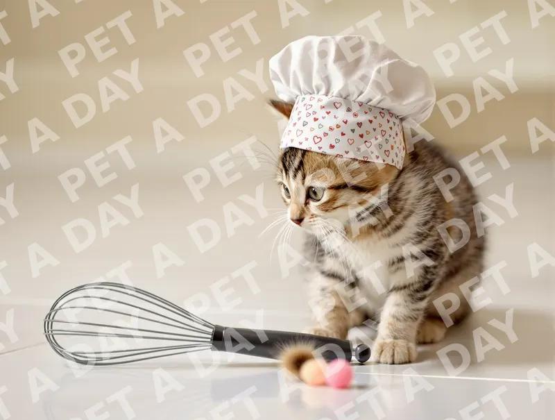Adorable Kitten in Chef Hat