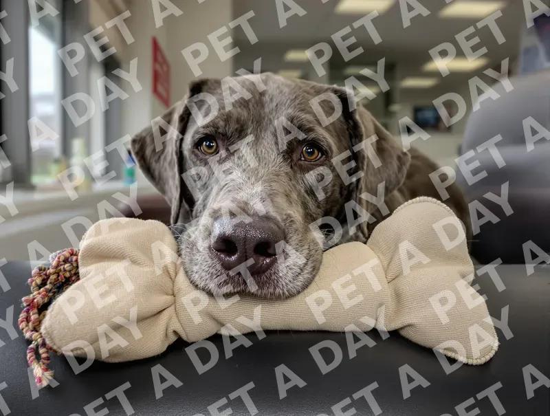 Distinguished Labrador Mix with Favorite Toy