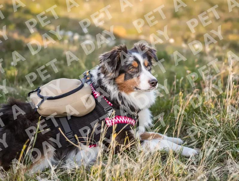 Patient Australian Shepherd in Mountain Meadow