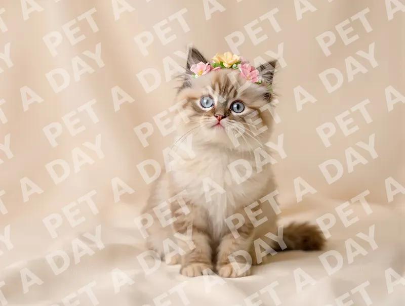 Docile Ragdoll Kitten in Flower Crown