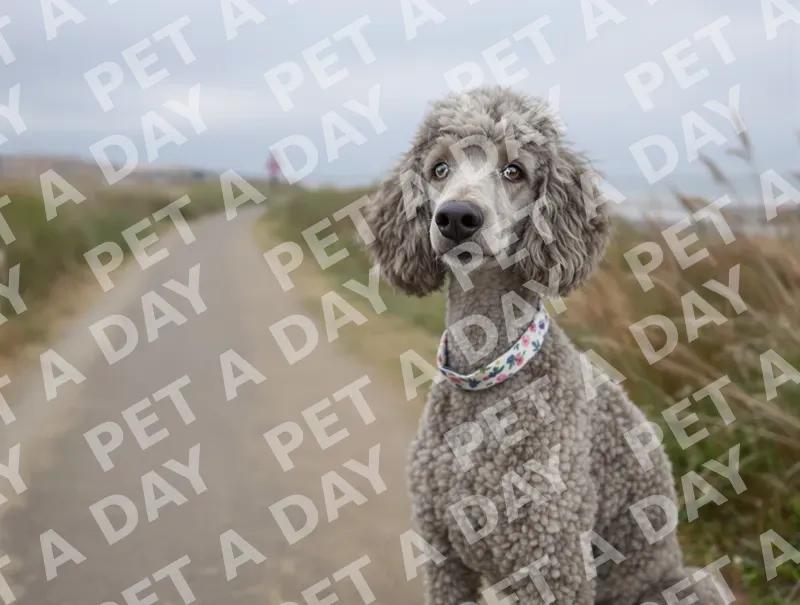 Elegant Standard Poodle on Coastal Path
