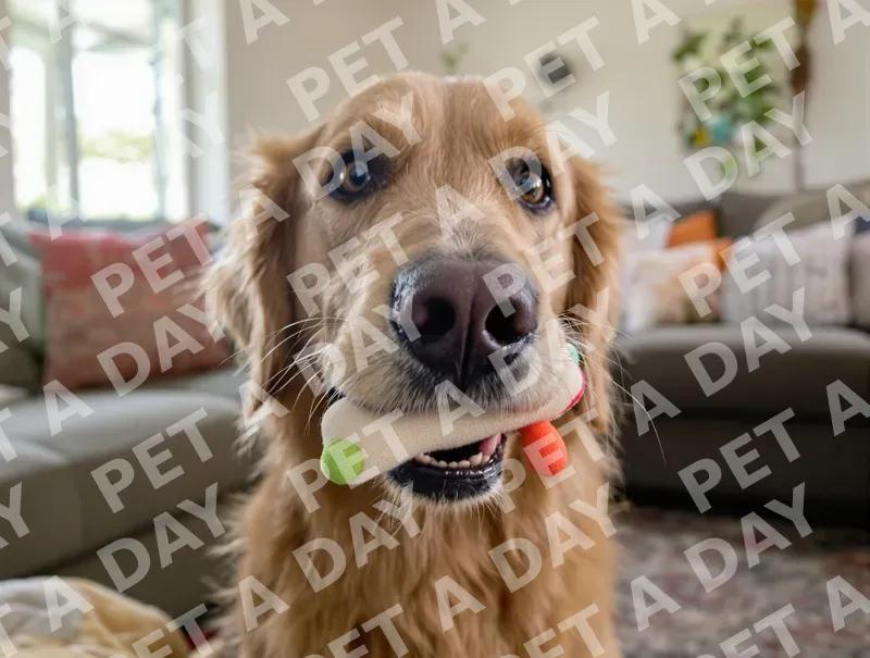 Playful Golden Retriever with Favorite Toy