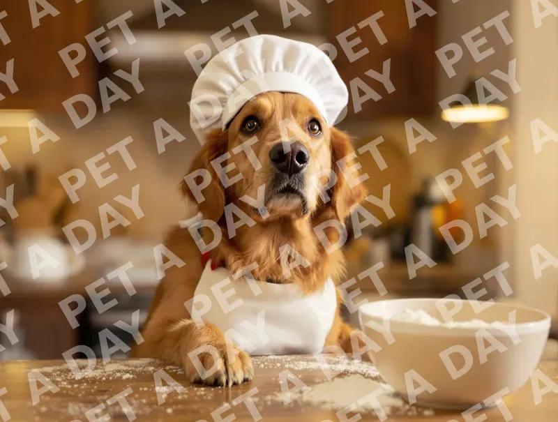 Golden Retriever Chef Ready to Bake