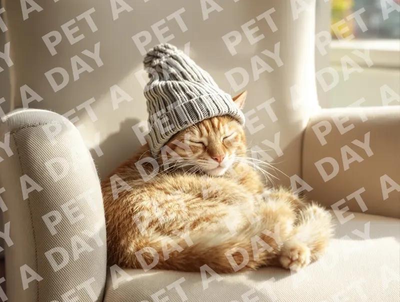 Cozy Cat Napping in Sunlight