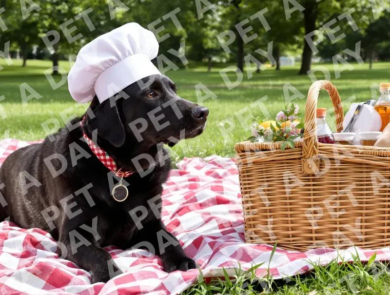 Curious Chef Dog at Park Picnic