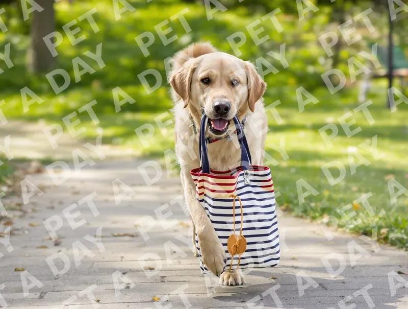 Helpful Labrador Retriever Carrying a Tote Bag