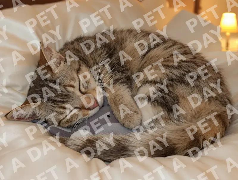 Peaceful Silver Tabby Cat Napping