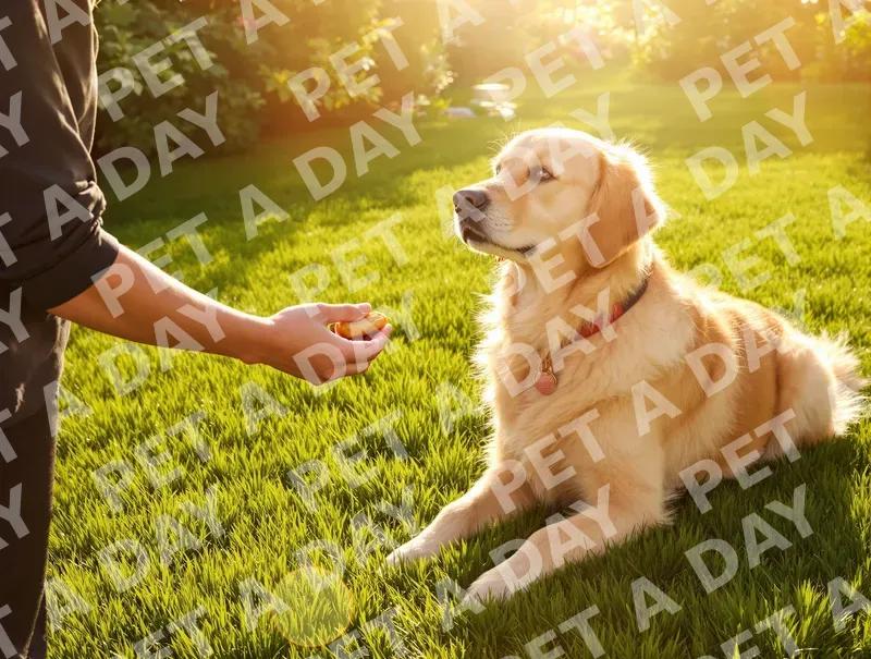 Attentive Golden Retriever Awaits Treat