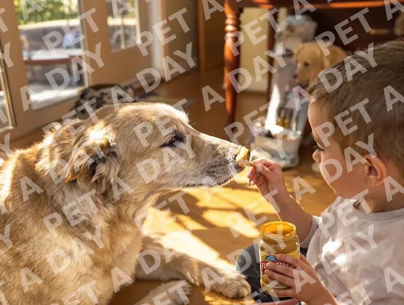 Sharing Peanut Butter with a Furry Friend