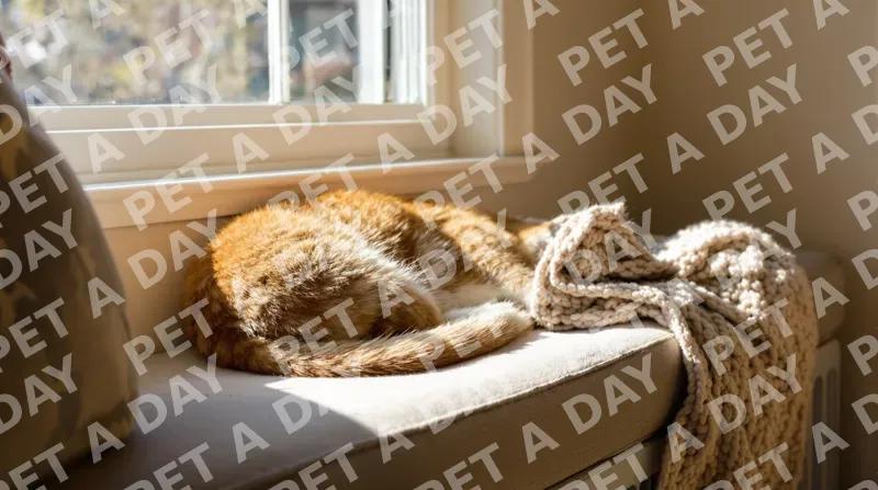 Orange Tabby Cat Napping in Sunlight