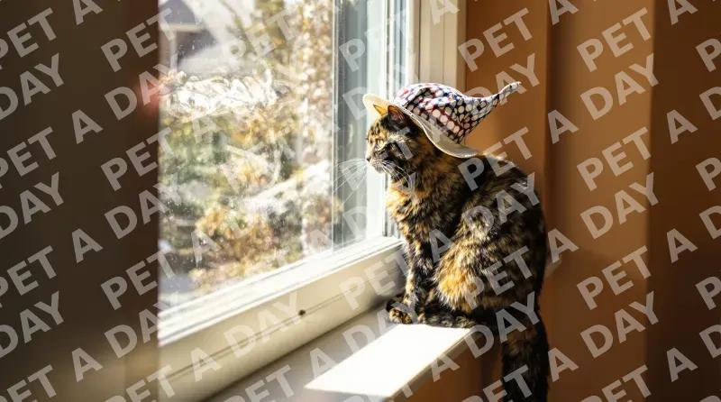 Curious Cat in Explorer Hat