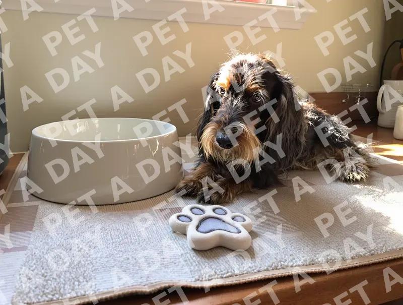 Senior Dachshund Relaxing in Sunny Kitchen