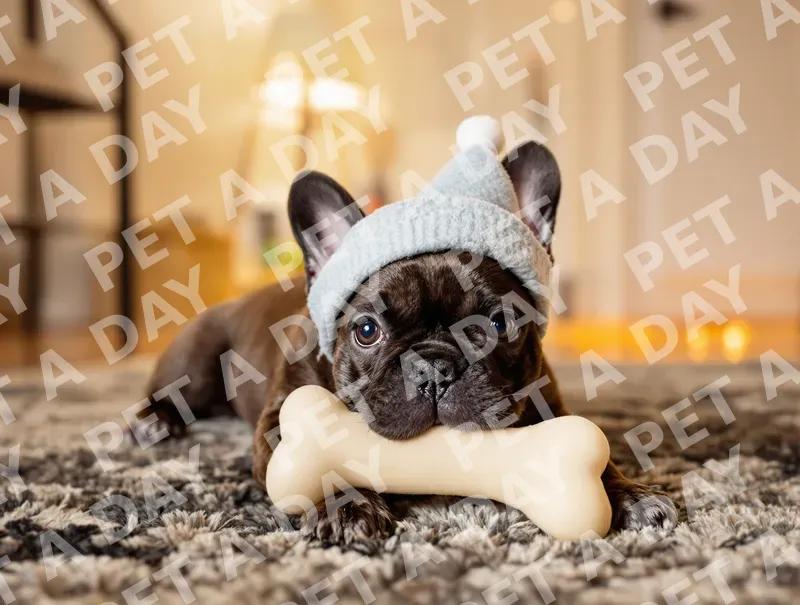 Adorable French Bulldog Puppy with Toy Bone