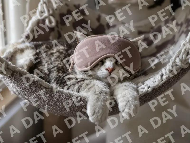 Sweet Dreams: Tabby Cat in Sleep Mask
