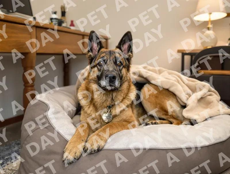 Noble German Shepherd Resting in Home Office