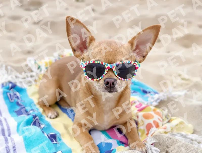 Cool Chihuahua Relaxing on the Sand