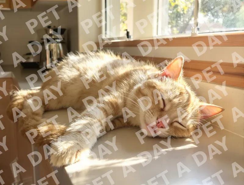 Peaceful Cream Tabby Cat Napping in Sunlight