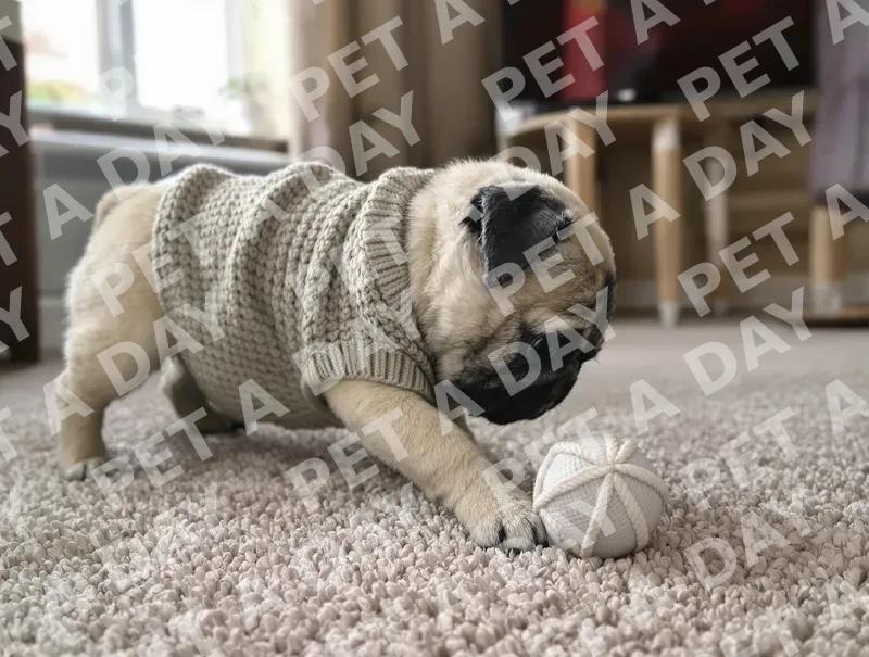 Pug Puppy's Cozy Playtime with Ball