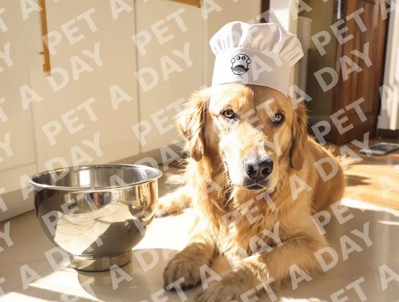 Golden Retriever Chef Ready to Bake