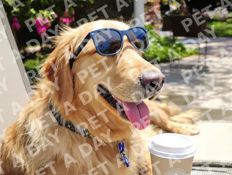 Cool Golden Retriever Enjoying Sunny Patio