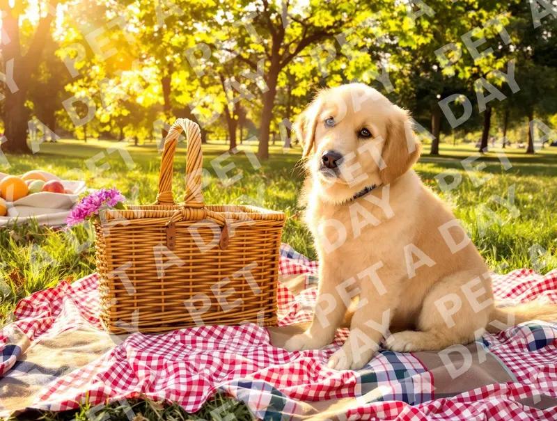 Golden Retriever Puppy's Sunny Park Picnic
