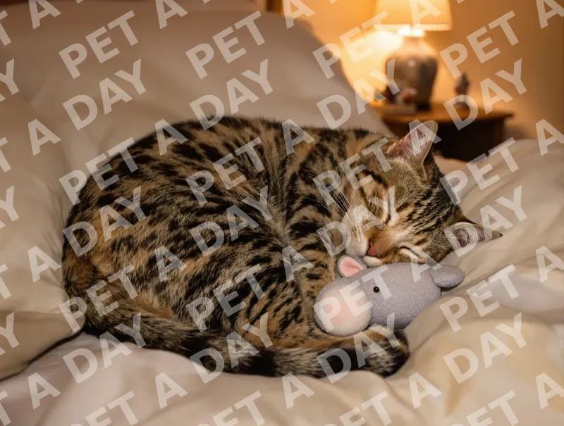 Cozy Spotted Tabby Cat Napping
