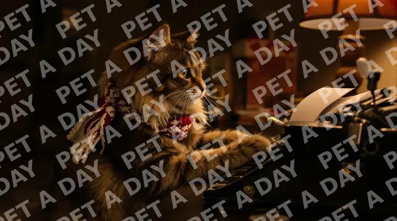 Feline Author at the Vintage Typewriter