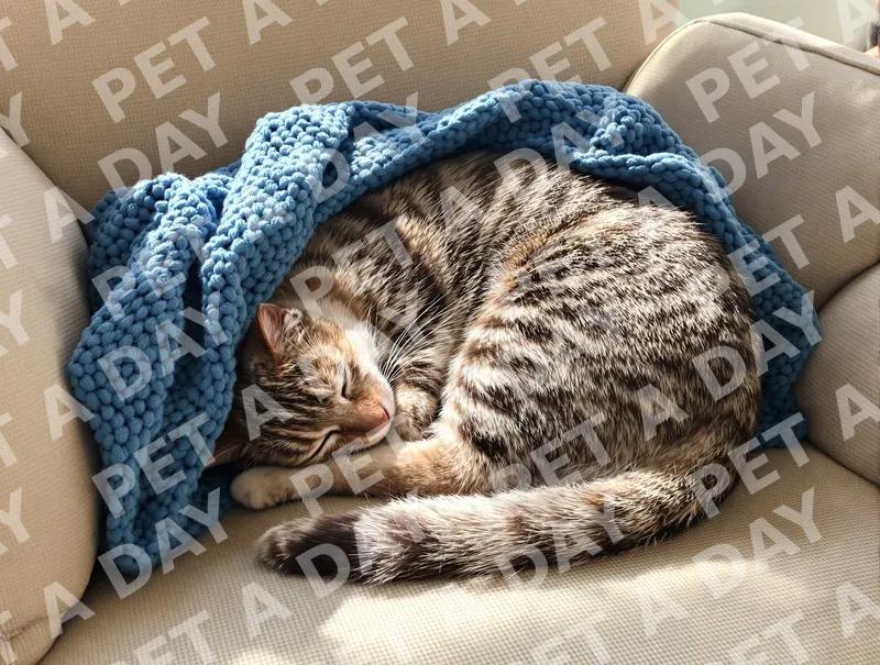 Cozy Tabby Cat Napping in Sunlight