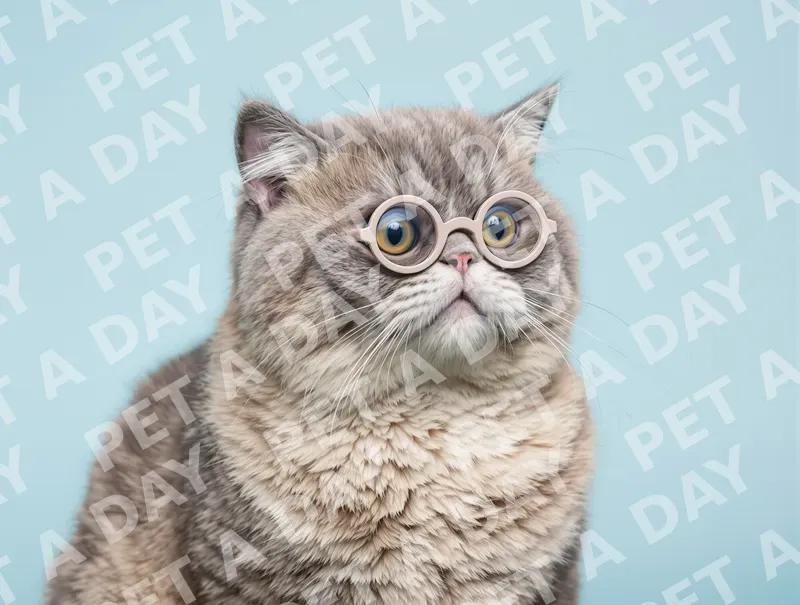 Contemplative British Shorthair Kitten in Glasses
