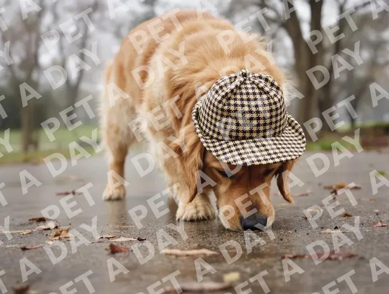 Curious Golden Retriever Detective in Park